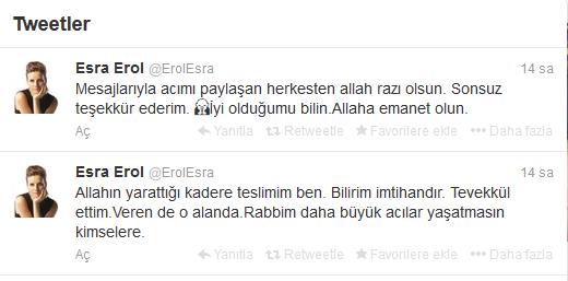 Esra Erol Twitter'dan konuştu: 'Kadere teslimim'